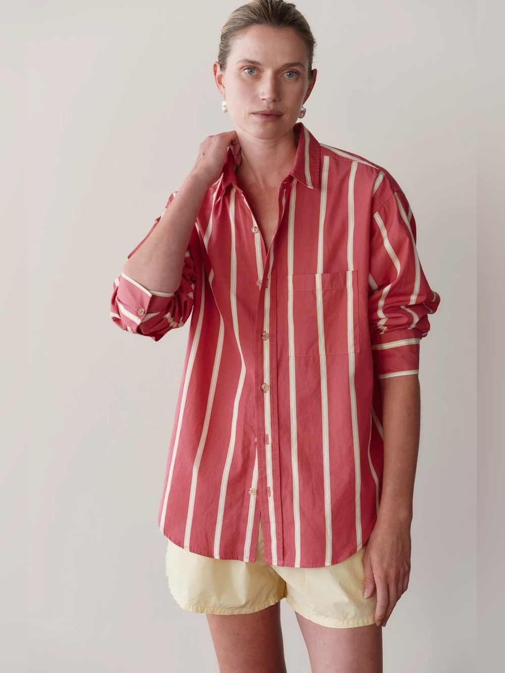 Donni Medium The Pop Shirt Red Raspberry Stripe